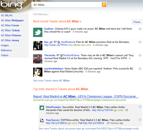 tweets on bing about ac milan